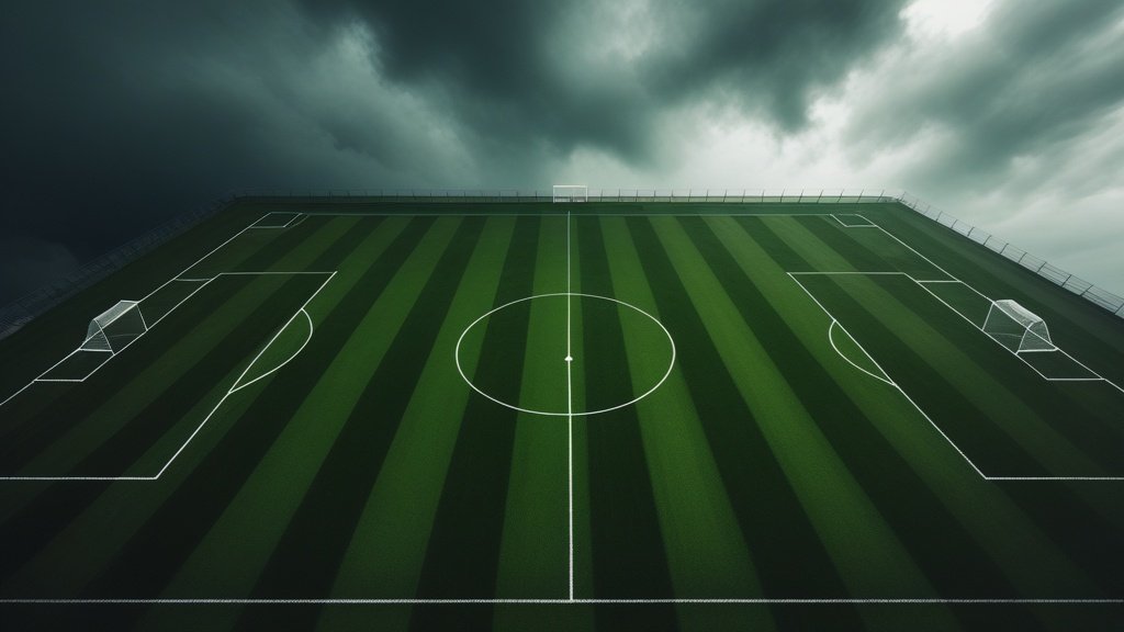 Ảnh flycam sân cỏ nhìn từ trên cao minh họa bài phân tích triết lý Pep Guardiola và Mikel Arteta